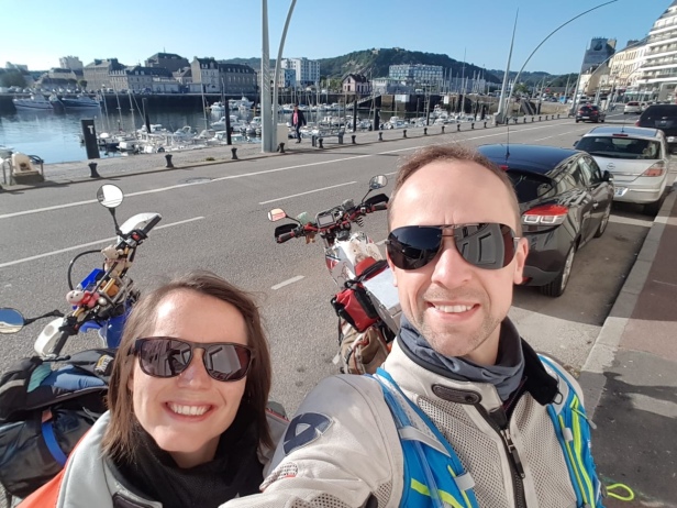 Us in Cherbourg harbour